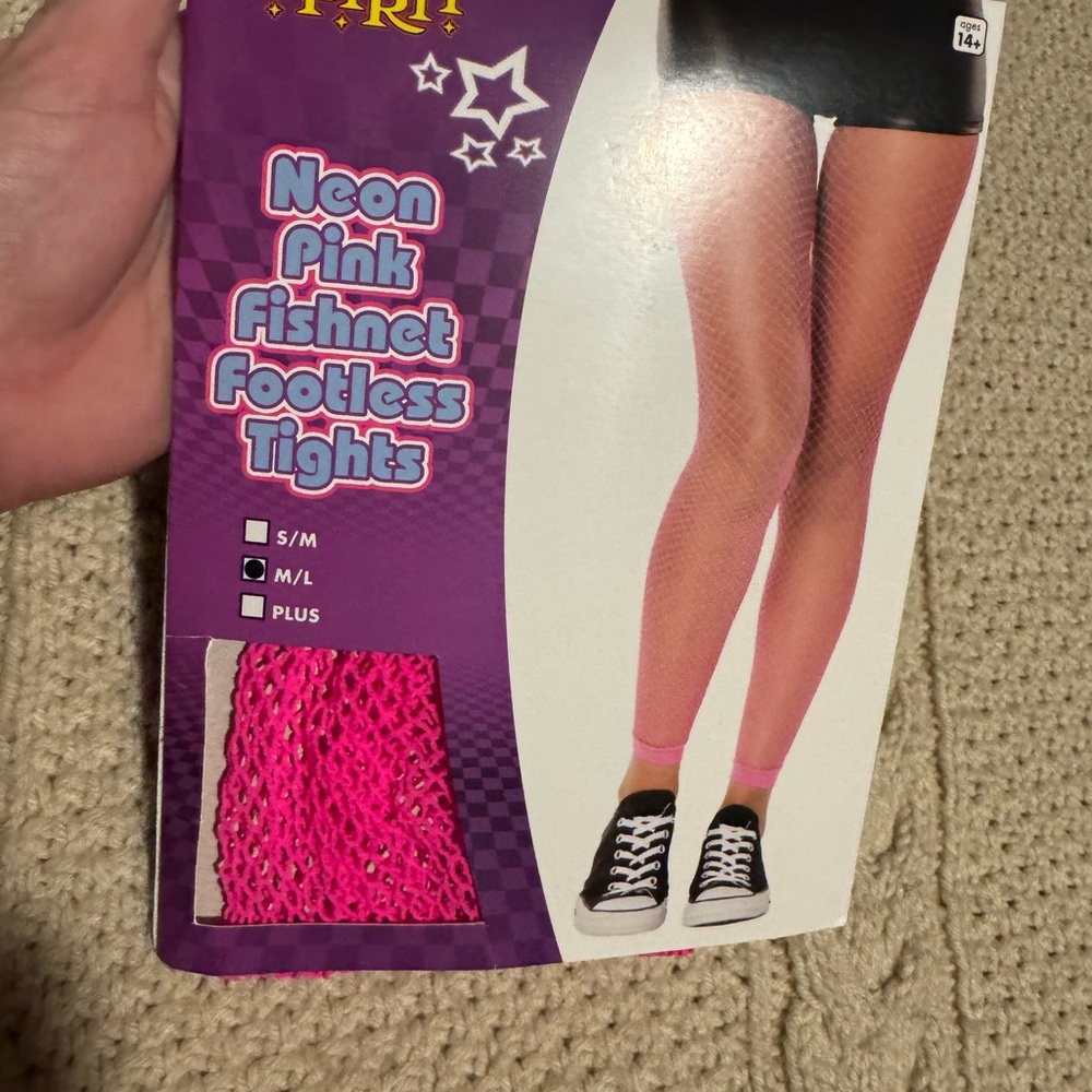Spirit Neon Pink Fishnet Footless Tights